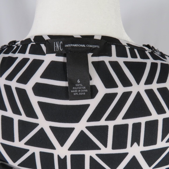 INC Black and White Geometric Scarf Tank Cami Size 6 - Picture 5 of 8